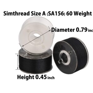 Simthread 25pcs 15White+10Black Prewound Bobbin Thread Size A Class 15 (SA156) 60WT with Clear Storage Plastic Case Box 70D/2 for Brother Embroidery Thread Sewing Thread Machine DIY