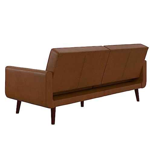 DHP Nia Upholstered Modern, Adjustable Sofa Bed and Couch, Camel Faux Leather Futon