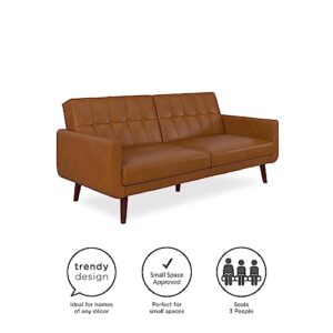 DHP Nia Upholstered Modern, Adjustable Sofa Bed and Couch, Camel Faux Leather Futon