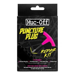 muc off puncture plug repair kit - tubeless tire repair kit for mtb/road/gravel bikes - tubeless kit with tire plugger and tire plugs,pink