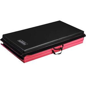 HI-MAT Gymnastics Mat, 3"/2" Super Thick 4' x 6'/4' x 8' Folding Exercise Mat Exercise Aerobics Mats with Carrying Handles Tumbling Mats for Home Gym (red black --4'x8'x2")