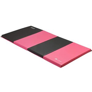 HI-MAT Gymnastics Mat, 3"/2" Super Thick 4' x 6'/4' x 8' Folding Exercise Mat Exercise Aerobics Mats with Carrying Handles Tumbling Mats for Home Gym (red black --4'x8'x2")