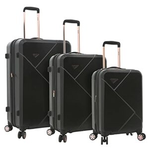kensie women's dawn hardside spinner luggage, black, 3-piece set (20/24/28)