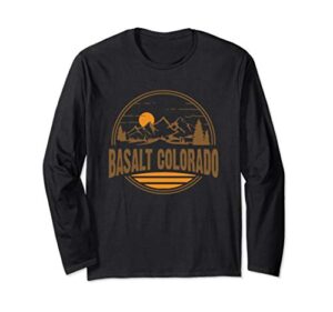 vintage basalt, colorado mountain hiking souvenir print long sleeve t-shirt