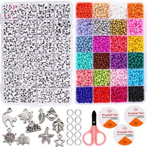 goody king bracelet making kit friendship bracelet kit jewelry making beads - 5000+pcs bead craft kit set, glass pony seed letter alphabet diy art and craft - gift for her women kid age 6 7 8 9 (4mm)