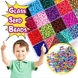 Goody King Bracelet Making Kit Friendship Bracelet Kit Jewelry Making Beads - 5000+pcs Bead Craft Kit Set, Glass Pony Seed Letter Alphabet DIY Art and Craft - Gift for Her Women Kid Age 6 7 8 9 (4mm)