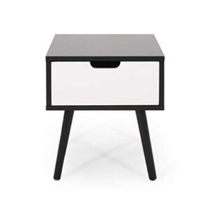 christopher knight home leila end table, black, white 15.5 in x 15.5 in x 16.75 in