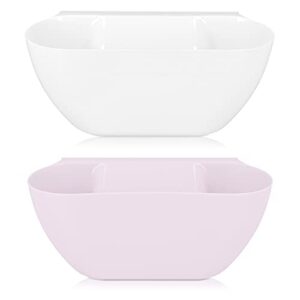 Navaris Hanging Kitchen Waste Bins - Over-Cabinet Garbage Bowl Holder Trash Containers to Collect Counter Food Scraps Compost - Set of 2 in White/Pink