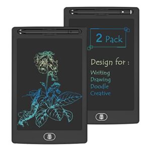 [2 pack] 8.5 inch reusable colorful lcd writing tablet ewriter,tiqus notepad board with stylus - black