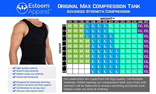 Esteem Apparel New Mens Compression Shirt Slimming Body Shapewear Undershirt (White, Large)