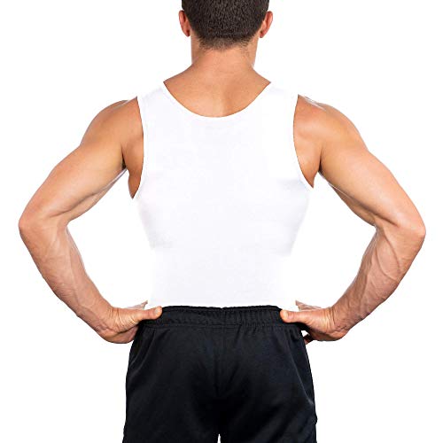 Esteem Apparel New Mens Compression Shirt Slimming Body Shapewear Undershirt (White, Large)