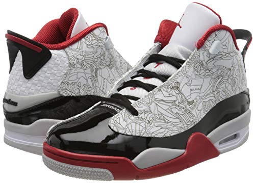 Nike Men's Air Jordan Dub-Zero Shoe, White Black Varsity Red Neutral Grey, 9.5