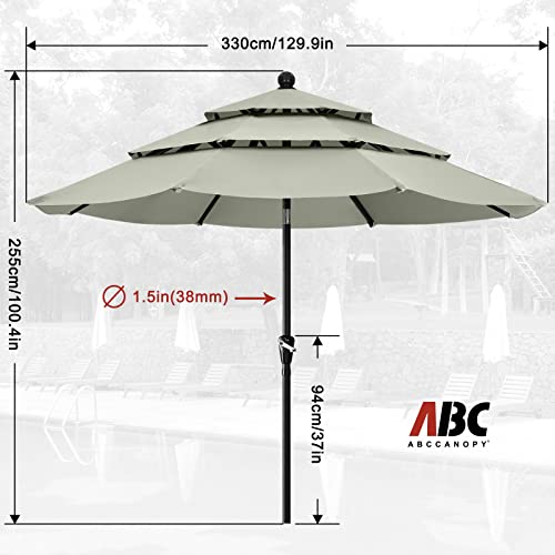 ABCCANOPY Patio Umbrellas 3-Tiers 11FT (Light Gray)