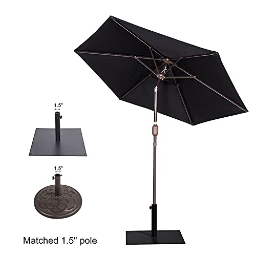 Sundale Outdoor 7.2 ft Patio Umbrella Table Market Umbrella with Push Button Tilt, Polyester Umbrella for Garden, Deck, Backyard, Pool (BLACK)