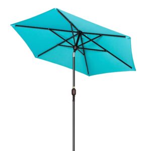 sundale outdoor 7.2 ft patio umbrella table market umbrella with push button tilt & aluminum pole, polyester canopy for garden, deck, backyard, pool (blue)