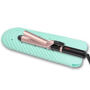 heat resistant mat for curling iron, flat iron silicone mat pouch for hair straightener, portable travel curling iron holder for crimping iron, curling wand, waving iron and hot hair styling tools