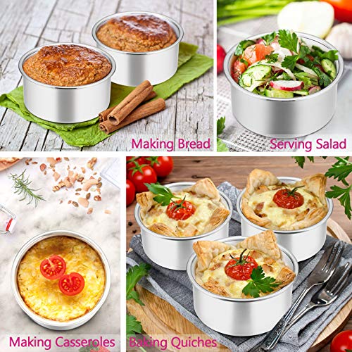 E-far 4 Inch Small Cake Pan Set of 3, Stainless Steel Mini Round Smash Cake Baking Pans, Non-Toxic & Healthy, Mirror Finish & Dishwasher Safe