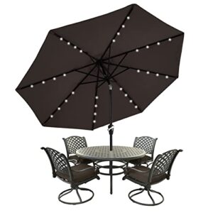 mastercanopy patio umbrella with 32 solar led lights -8 ribs (7.5ft,brown)