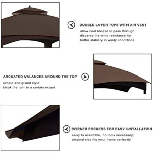 Eurmax USA High Performance Replacement Canopy Top for Lowe's Allen Roth Heavy Duty Gazebo Roof Gazebo Top with Air Vent 10X12 Gazebo Cover #GF-12S004B-1, Replacement Top Only（Brown）