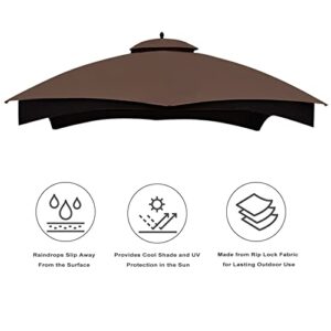 Eurmax USA High Performance Replacement Canopy Top for Lowe's Allen Roth Heavy Duty Gazebo Roof Gazebo Top with Air Vent 10X12 Gazebo Cover #GF-12S004B-1, Replacement Top Only（Brown）