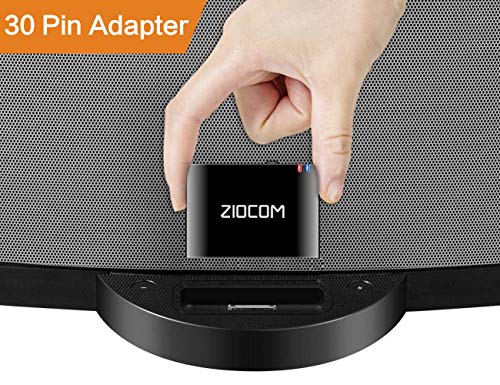 ZIOCOM 30 Pin Bluetooth Adapter Receiver for Bose iPod iPhone SoundDock and Other 30 pin Dock Speakers with 3.5mm Aux Cable(Not for Car and Motorcycles), Black