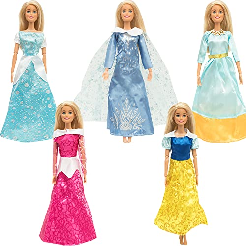 ONEST 30 Pieces Princess Doll Clothes and Accessories for 11.5 Inch Girl Doll Include 10 Pieces Princess Dresses, 10 Pairs Shoes and 10 Pieces Necklaces - Litter Girls Gift