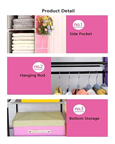 YSJ LTD 67" Simple Wardrobe, 3D Cartoon Pattern Thick Reinforcement Pipe Folding Dustproof Wardrobe Multifunction Wardrobe Closet Bedroom Furniture Children Room Decorate Storage Cabinet Assembly Ward