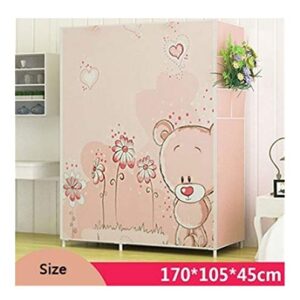 YSJ LTD 67" Simple Wardrobe, 3D Cartoon Pattern Thick Reinforcement Pipe Folding Dustproof Wardrobe Multifunction Wardrobe Closet Bedroom Furniture Children Room Decorate Storage Cabinet Assembly Ward