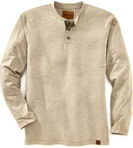 venado long sleeve shirts for men – flex henley shirts for men outdoor wear (xx-large tall, oatmeal)