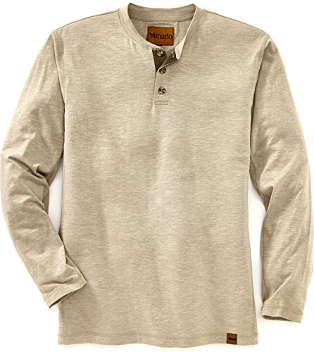 Venado Long Sleeve Shirts for Men – Flex Henley Shirts for Men Outdoor Wear (XX-Large Tall, Oatmeal)