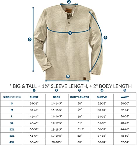 Venado Long Sleeve Shirts for Men – Flex Henley Shirts for Men Outdoor Wear (XX-Large Tall, Oatmeal)