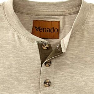 Venado Long Sleeve Shirts for Men – Flex Henley Shirts for Men Outdoor Wear (XX-Large Tall, Oatmeal)