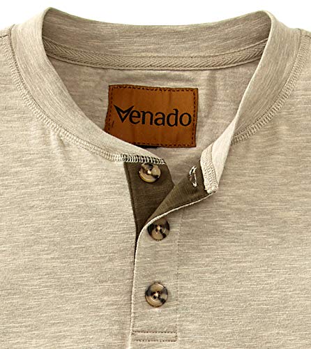 Venado Long Sleeve Shirts for Men – Flex Henley Shirts for Men Outdoor Wear (XX-Large Tall, Oatmeal)