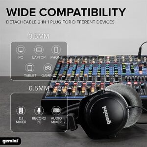 Gemini Sound DJ Equipment Mixing Headset System DJX-1000 Ultimate Over Ear Closed Back Studio Monitor Isolation Recording Headphones for Professional DJ Headphone