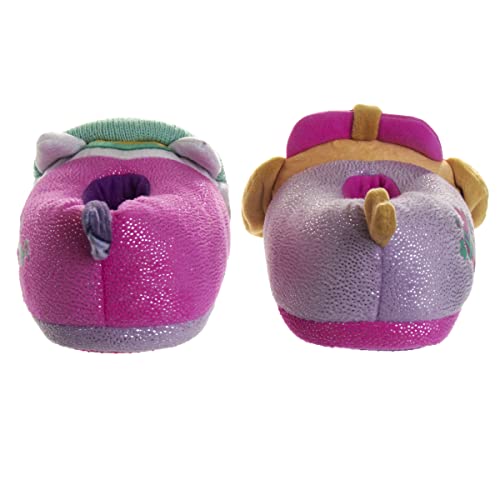 Nickelodeon Girls’ Paw Patrol Slippers – Plush Fuzzy Slippers: Everest, Sky (Toddler/Kid), Size 11/12, Skye/Everest