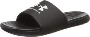 under armour men's ansa fixed strap slide sandal, black (004)/black, 11