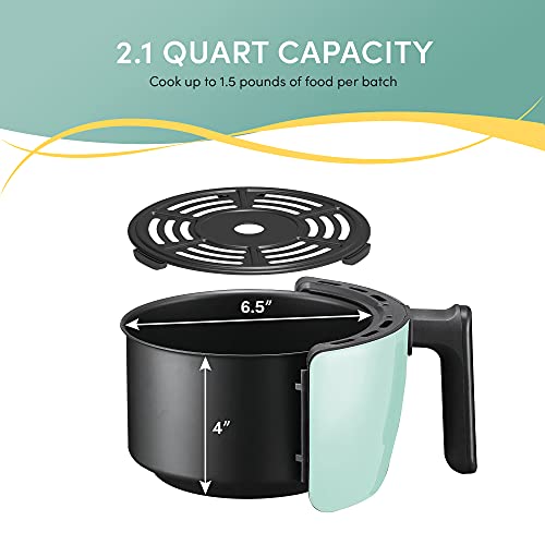 Elite Gourmet EAF-0201BL Personal Compact Space Saving Electric Hot Air Fryer Oil-Less Healthy Cooker, Timer & Temperature Controls, 1000W, 2.1 Quart, Mint