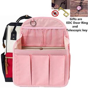 (New 3rd UPGRADE) Nylon Backpack Organizer Insert large, Backpack Organizer Insert , Women Backpack For Mummy Coach MCM LV JanSport Anello (Large, Pink) …