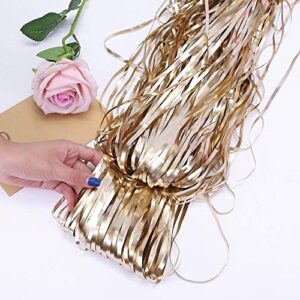 Champagne Gold Backdrop Curtains -6.5x9.8 feet, Pack of 2 | LILF Matte Foil Fringe Curtain Tinsel Streamers Backdrop with Non-Marking Tape for Birthday Bachelorette Party Decoration Photo Booth Props