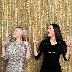 SquarePie Sequin Backdrop Not See Through Thick Stain Background for Photography Glitter Curtain Party 7FT x 7FT Gold