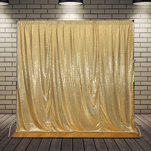 SquarePie Sequin Backdrop Not See Through Thick Stain Background for Photography Glitter Curtain Party 7FT x 7FT Gold