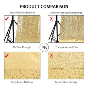 SquarePie Sequin Backdrop Not See Through Thick Stain Background for Photography Glitter Curtain Party 7FT x 7FT Gold