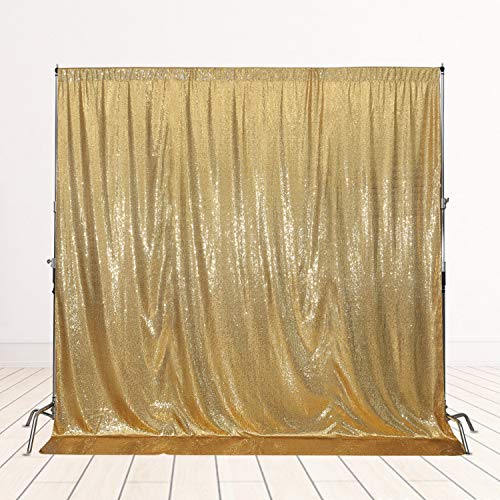 SquarePie Sequin Backdrop Not See Through Thick Stain Background for Photography Glitter Curtain Party 7FT x 7FT Gold