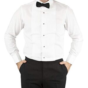 Sir Gregory Men's Regular Fit Tuxedo Shirt 100% Cotton Laydown Collar French Cuff 1/4 Inch Pleat 16.5 Neck 32/33 Sleeve White