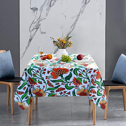 EHouseHome Outdoor Indoor Spill Proof Waterproof Tablecloth,Vintage Floral Design Patio Fabric Table Cover,Home Dinner Décor Wrinkle Free Table Cloths(52x52Inch Square)
