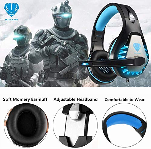 Headsets for Xbox One, PS4, PC, Nintendo Switch, Mac, Gaming Headset with Stereo Surround Sound, Over Ear Gaming Headphones with Noise Canceling Mic, LED Light