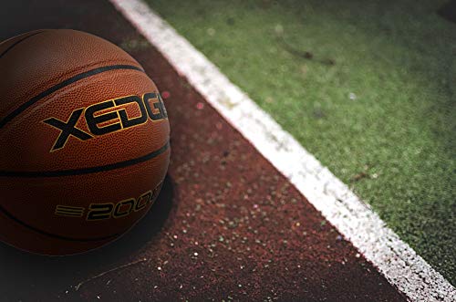 XEDGE Basketball Size 5/6/7 Composite Leather Street Basketball Indoor Outdoor Game Ball with Needle,Pump and Carry Bag (Red, Size 7)