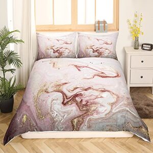 colorful marble duvet cover twin girls pastel pink gold bedding set marble abstract art design women comforter cover modern bright girly bedding bedspreads kids marble pattern print decor bed cover