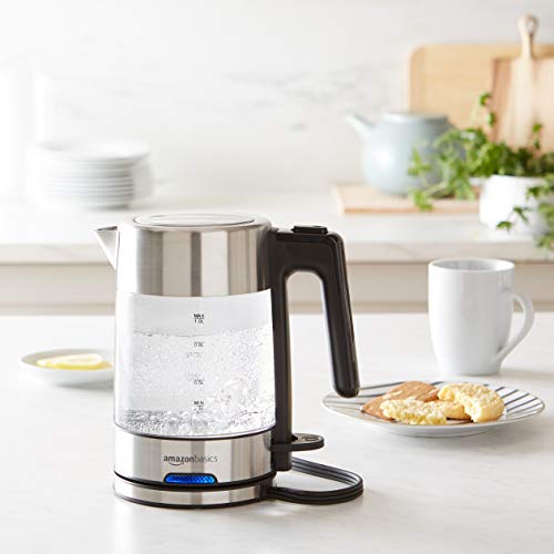 Amazon Basics Electric Glass and Steel Kettle - 1.0 Liter