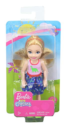 Barbie Club Chelsea Doll, 6-inch Blonde with Dinosaur-Themed Look, (GMR96)